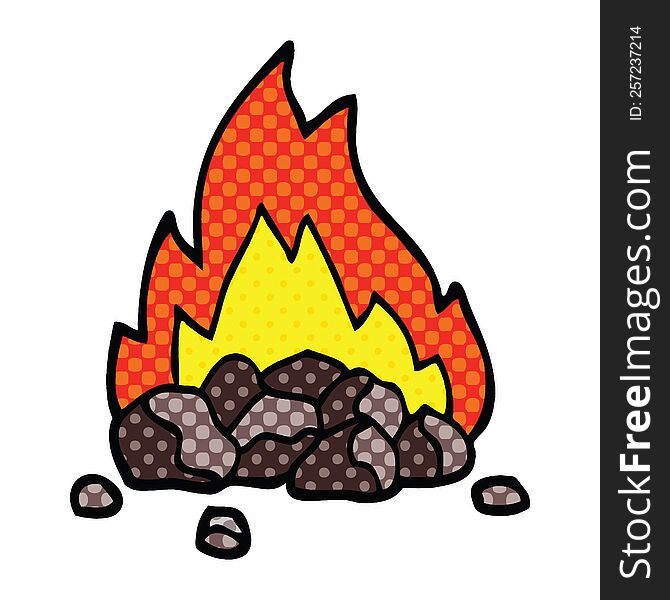 comic book style cartoon burning coals