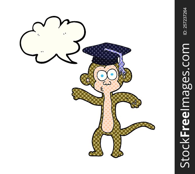 freehand drawn comic book speech bubble cartoon graduate monkey