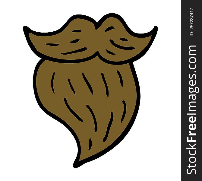 Cartoon Doodle Mans Facial Brown Beard