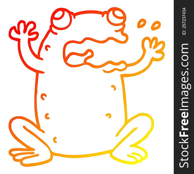 warm gradient line drawing of a cartoon crazy frog
