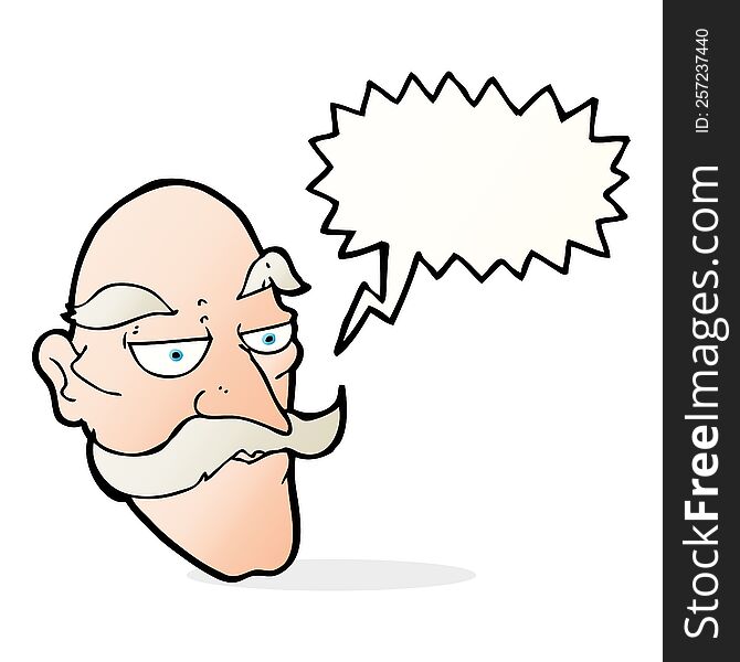 cartoon old man face with speech bubble