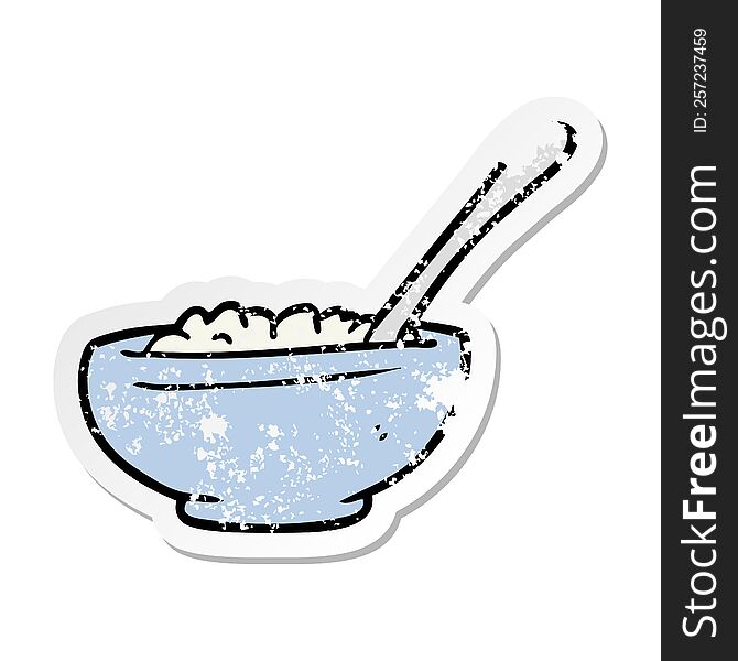 Distressed Sticker Of A Cartoon Bowl Of Rice