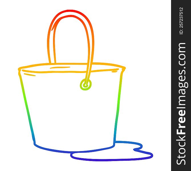 rainbow gradient line drawing of a cartoon bucket of water