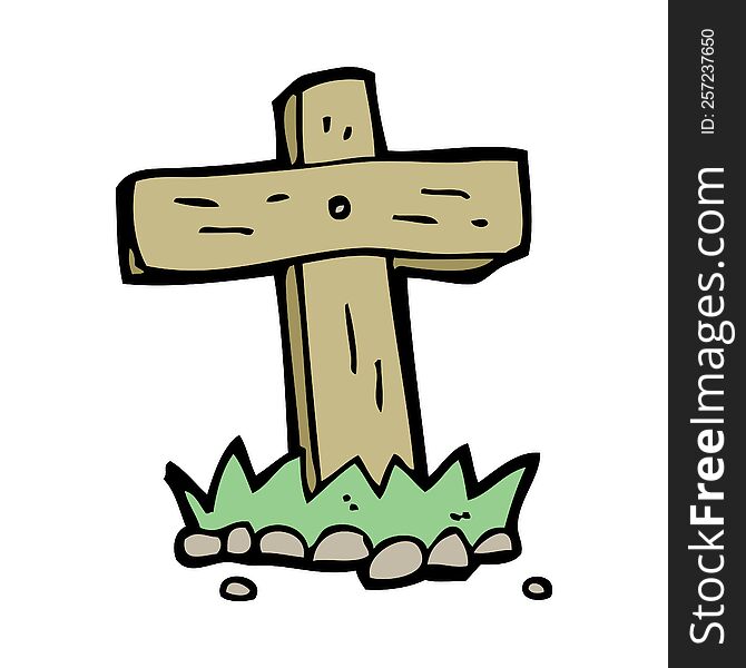 cartoon wooden cross grave