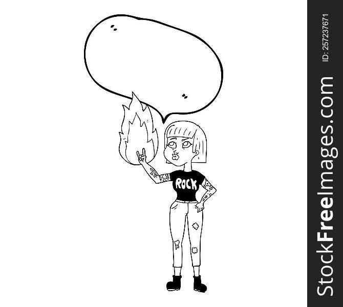 Speech Bubble Cartoon Rock Girl