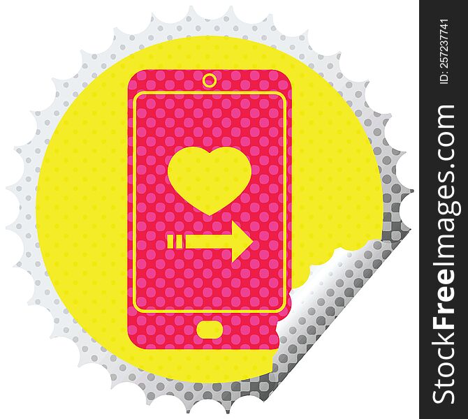 dating app on cell phone circular peeling sticker