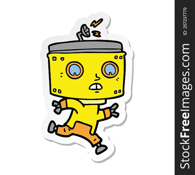 sticker of a cartoon robot running