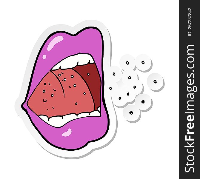 sticker of a cartoon sneezing mouth