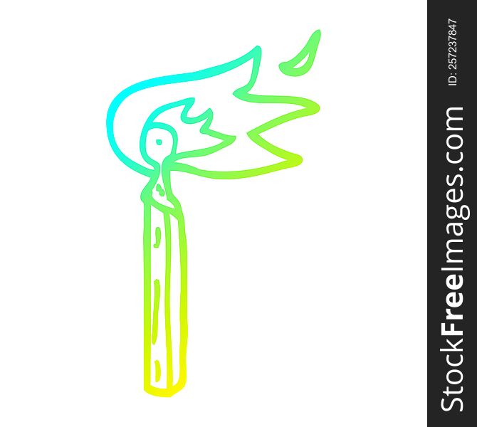 cold gradient line drawing of a cartoon lit match