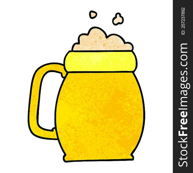 hand drawn quirky cartoon pint of beer. hand drawn quirky cartoon pint of beer