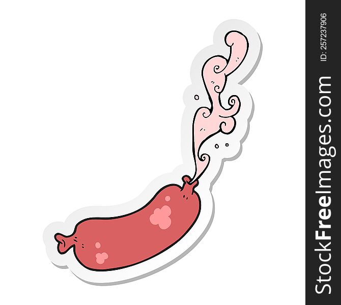 Sticker Of A Cartoon Squirting Sausage