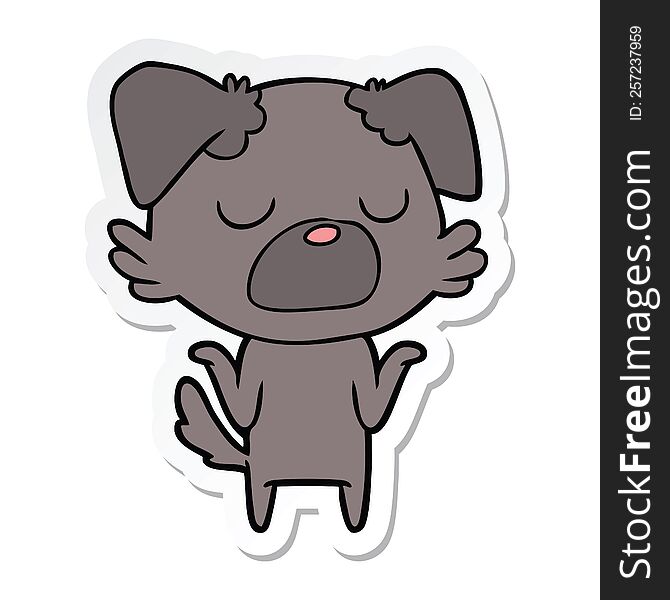 Sticker Of A Cartoon Dog Shrugging Shoulders