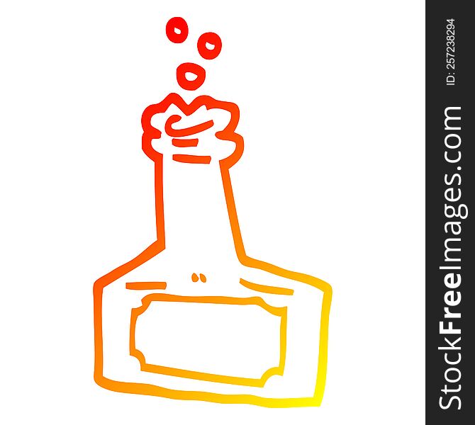 Warm Gradient Line Drawing Cartoon Bubbling Bottle