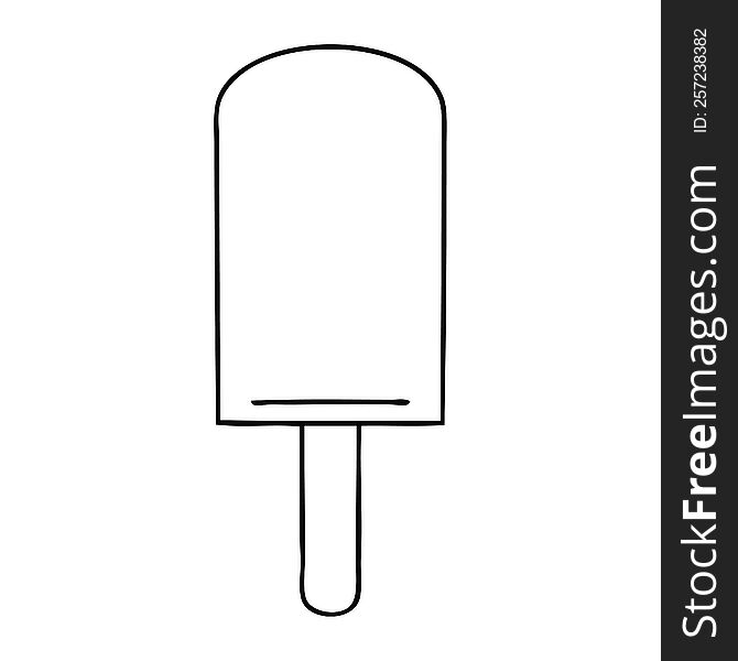 Quirky Line Drawing Cartoon Orange Ice Lolly