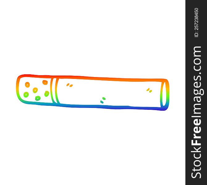 rainbow gradient line drawing of a cartoon cigarette