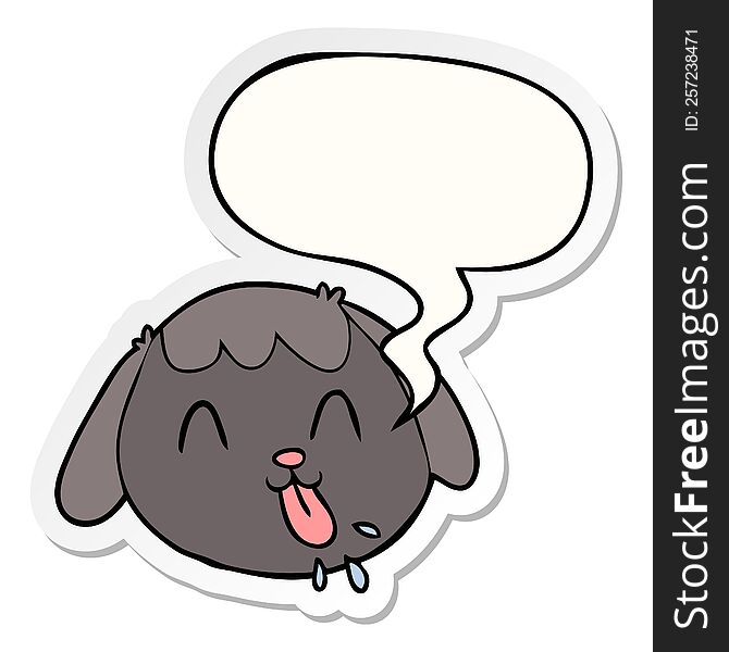 cartoon dog face with speech bubble sticker. cartoon dog face with speech bubble sticker