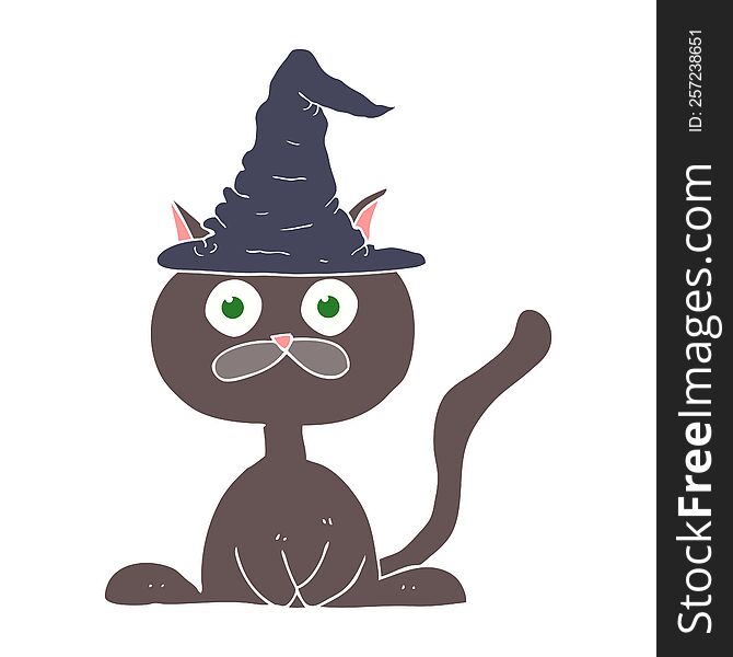 Flat Color Illustration Of A Cartoon Halloween Cat