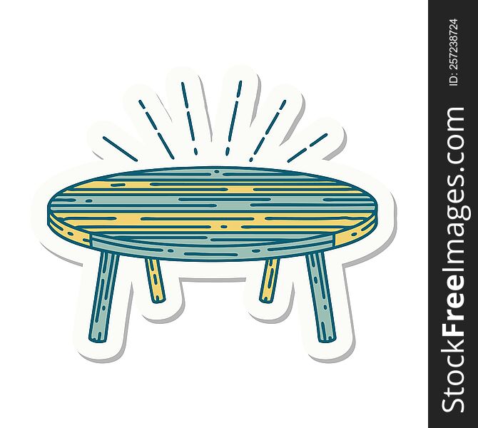 Sticker Of Tattoo Style Wood Table