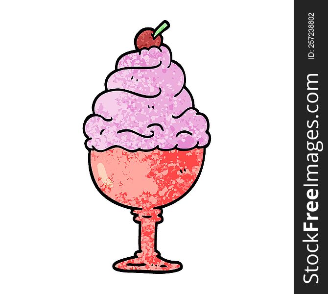 grunge textured illustration cartoon ice cream
