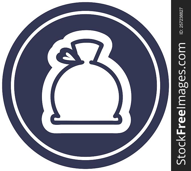 bulging sack circular icon symbol