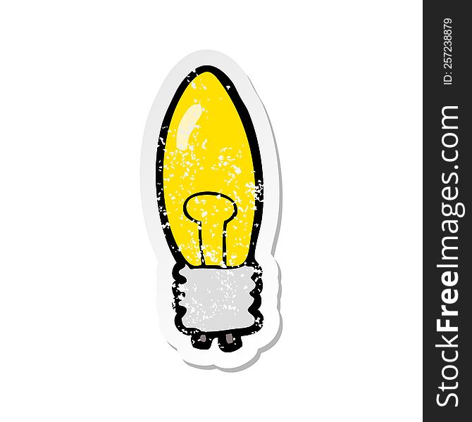 retro distressed sticker of a cartoon electric light bulb