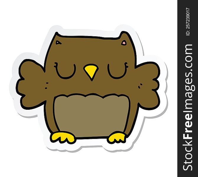 Sticker Of A Cute Cartoon Owl