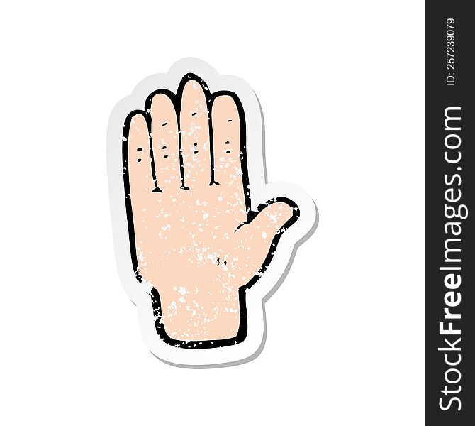 Retro Distressed Sticker Of A Cartoon Open Hand