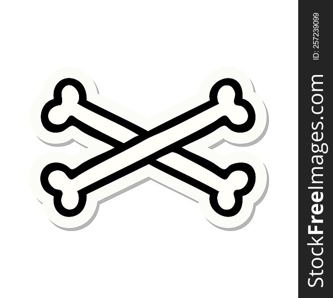 sticker of tattoo in traditional style of cross bones. sticker of tattoo in traditional style of cross bones
