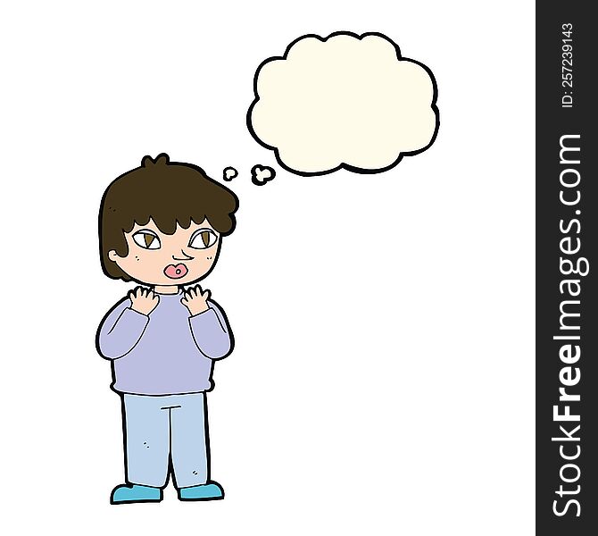 cartoon worried person with thought bubble