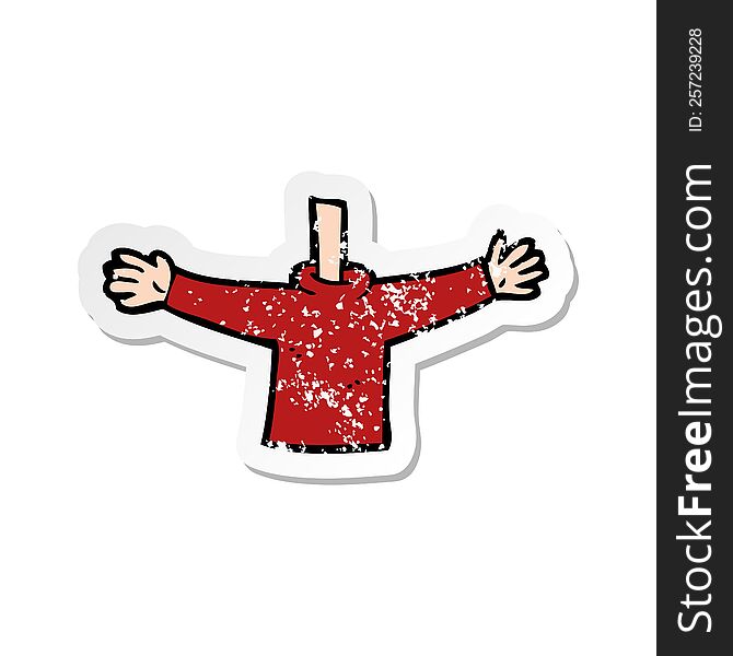 Retro Distressed Sticker Of A Cartoon Body Waving Arms
