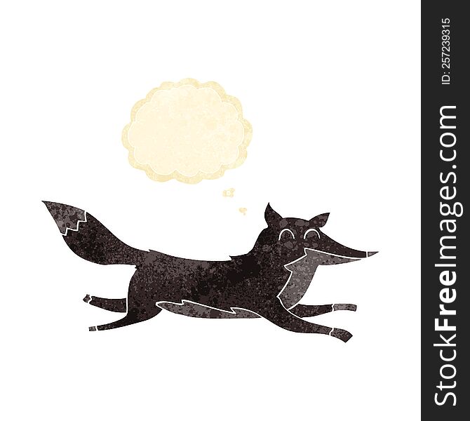 Cartoon Running Wolf With Thought Bubble
