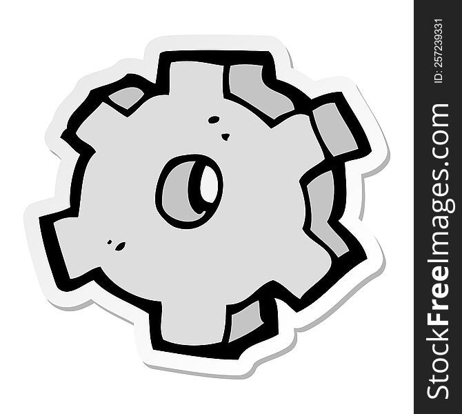 sticker of a cartoon cog symbol