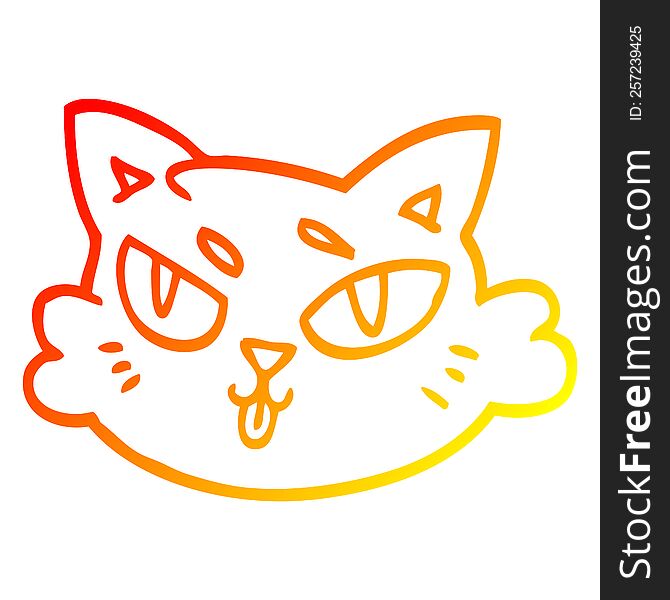 Warm Gradient Line Drawing Cartoon Cats Face