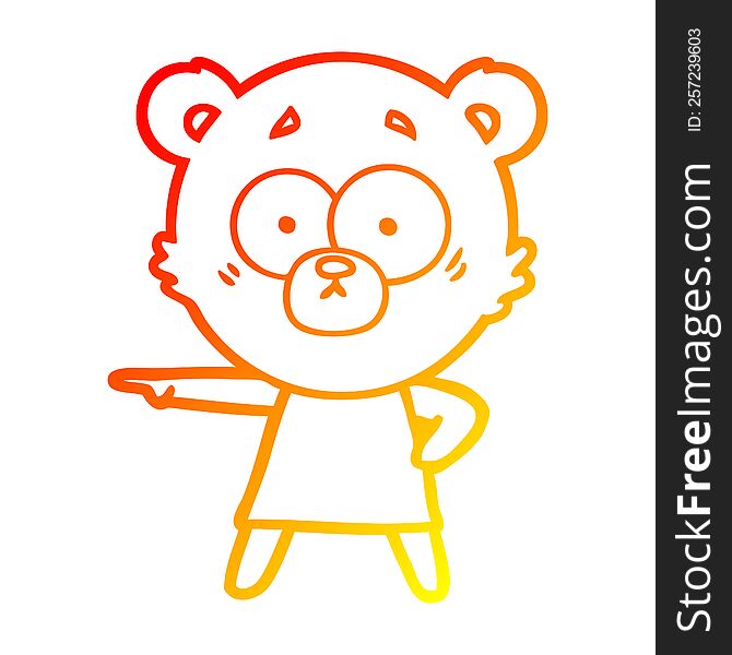 Warm Gradient Line Drawing Nervous Polar Bear Cartoon