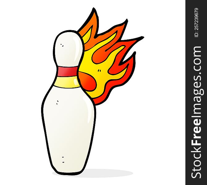 cartoon ten pin bowling skittle on fire