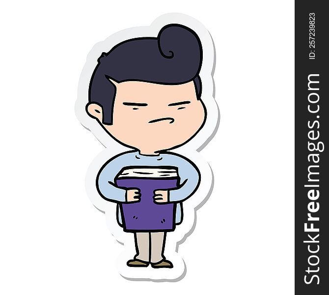 Sticker Of A Cartoon Cool Guy With Fashion Hair Cut