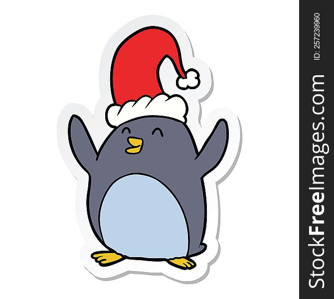 sticker of a happy christmas penguin