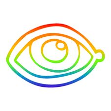 Rainbow Gradient Line Drawing Cartoon Human Eye Stock Photo
