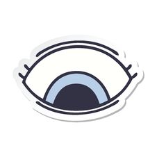 Sticker Of A Cute Cartoon Eye Looking Down Stock Images