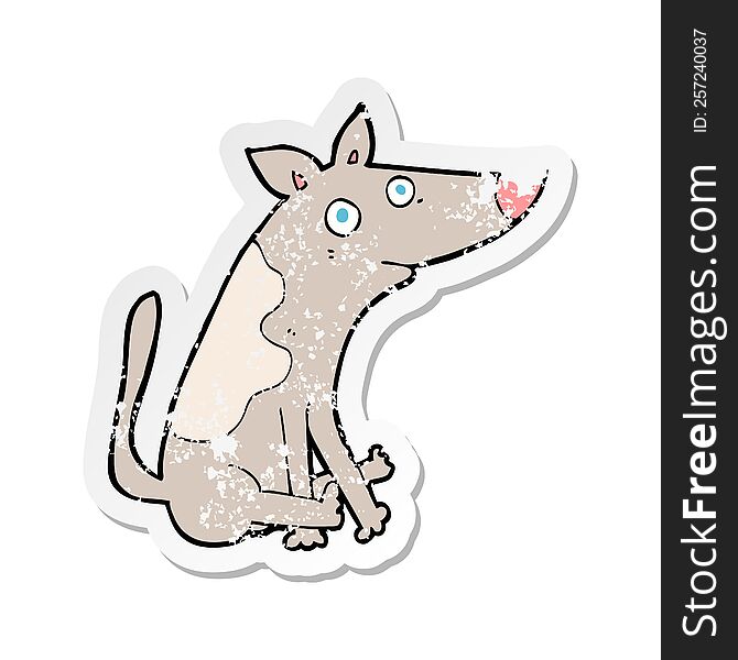 Retro Distressed Sticker Of A Cartoon Dog