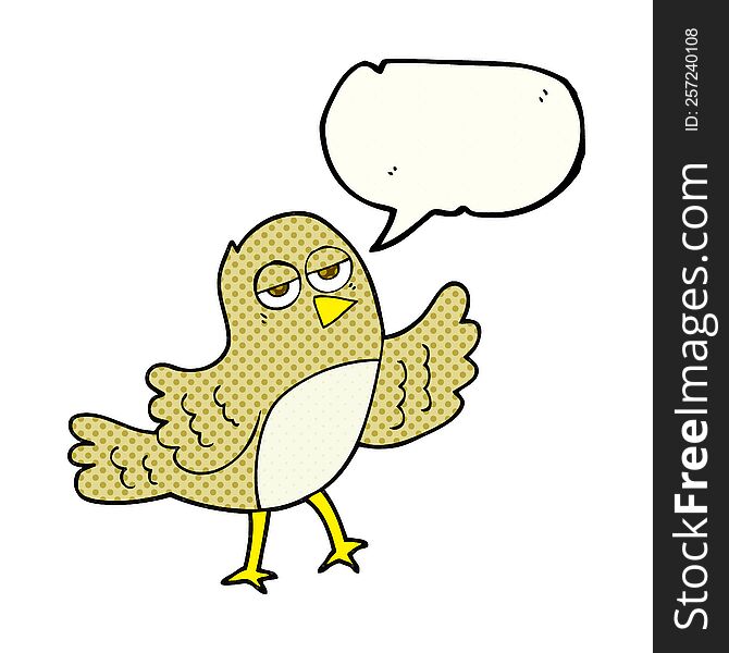 freehand drawn comic book speech bubble cartoon bird