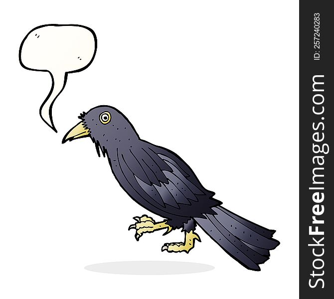 cartoon crow with speech bubble