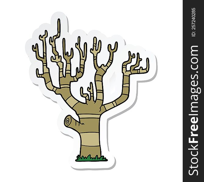 Sticker Of A Cartoon Winter Tree