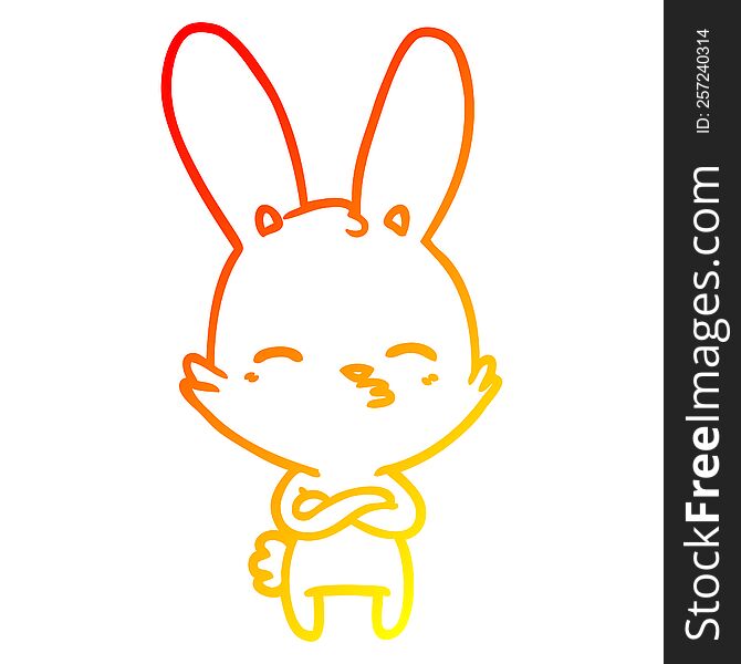 Warm Gradient Line Drawing Curious Bunny Cartoon