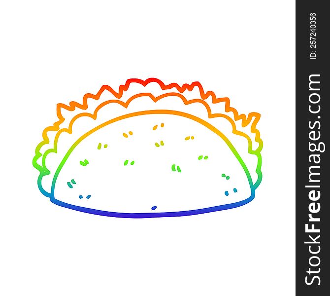 Rainbow Gradient Line Drawing Cartoon Taco