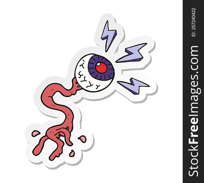 Sticker Of A Cartoon Gross Electric Halloween Eyeball