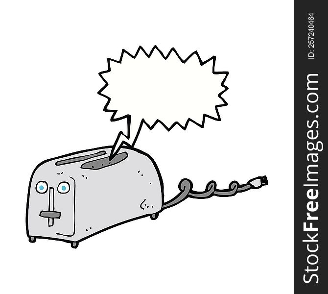 Cartoon Toaster With Speech Bubble