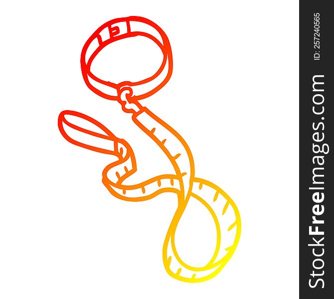 warm gradient line drawing of a cartoon dog collar and leash