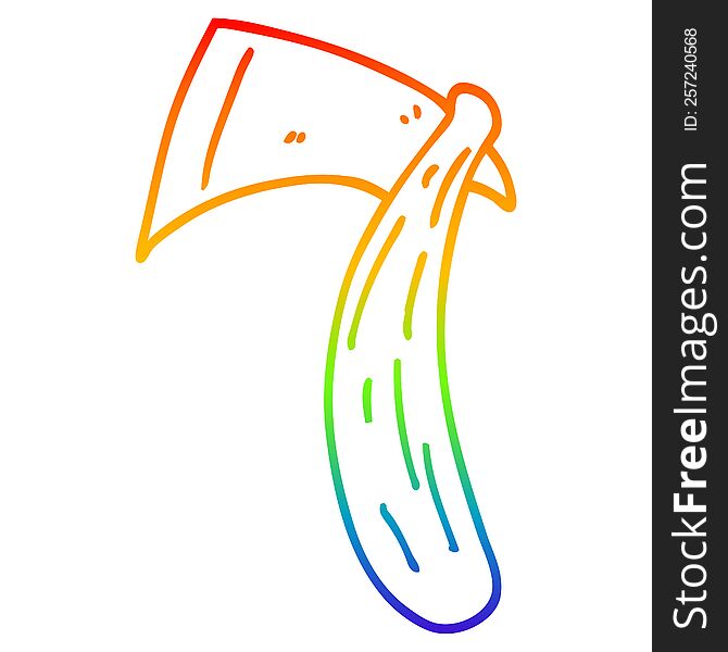 Rainbow Gradient Line Drawing Cartoon Viking Axe