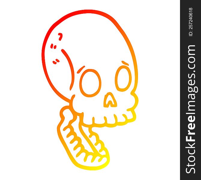 Warm Gradient Line Drawing Cartoon Skull
